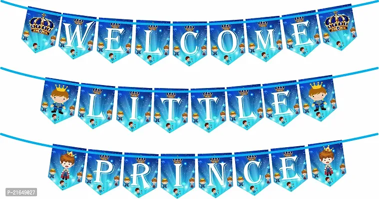 Naveen Decoration Welcome Little Prince Banner baby foil Balloons-thumb3