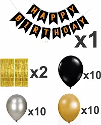 Naveen Birthday Decoration Kit / Theme Decoration Balloons (Gold, Pack of 33) happy birthday banner + 2pcs golden foil curtian  metallic balloon gold black silver 30 pack of 33-thumb1