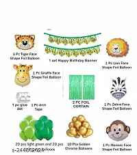 Happy Birthday Balloons Decoration Set - (60Pcs) Birthday BANNER + 2 Pcs Fringe Foil Curtain + 5 Pcs Set of Jungle Theme  Glue Dot with 50 Pcs HD Metallic Balloons Combo Kit.-thumb3