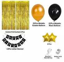 Happy Birthday Decoration Kit Combo ndash; Birthday Banner Golden Foil Curtain Metallic Balloons With Hand Balloon Pump And Glue Dot for Boys Girls Wife Adult Husband Mom Dad/Happy Birthday Decorations Ite-thumb1