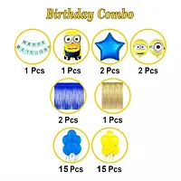 Happy Birthday Minion Theme Combo Kit Items With Metallic Balloons Foil Curtain Shimmer Happy Birthday Paper Banner For Little Kids Theme Birthday Party Decorations Pack of 39 Yellow BLUE-thumb1