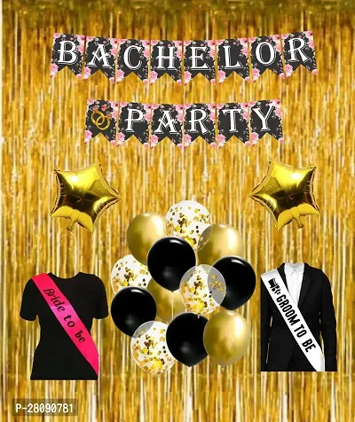 Naveen Decoration 51 pcs- Bachelorette Party Banner, Metallic Balloons, Paper Stars, Bride to be sash-thumb0