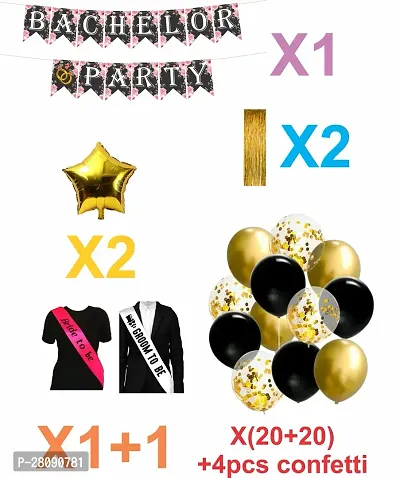 Naveen Decoration 51 pcs- Bachelorette Party Banner, Metallic Balloons, Paper Stars, Bride to be sash-thumb2