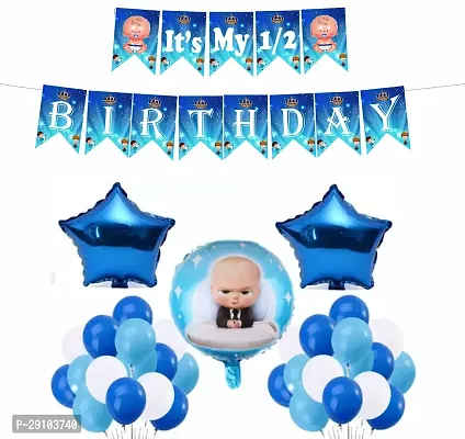 Classic Its My Half Birthday Decorations Set With Blue Star Foil For Baby Boys