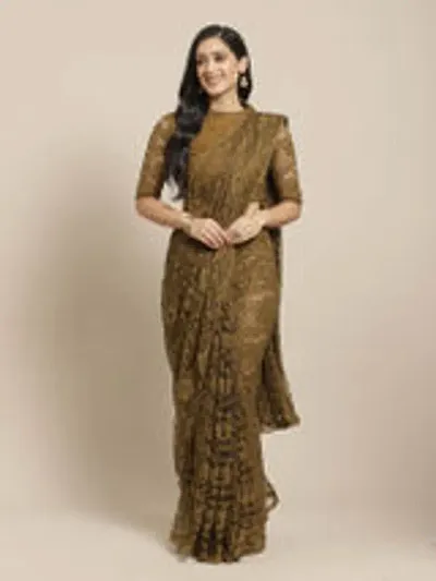 New Trendy Solid Net Sarees With Blouse Piece