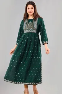 Stylish Anarkali Green Printed Rayon Kurta For Women-thumb2