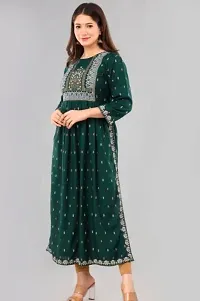 Stylish Anarkali Green Printed Rayon Kurta For Women-thumb4