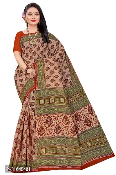 Stylish Multicoloured Mulmul Cotton Block Print Saree Without Blouse Piece For Women-thumb0