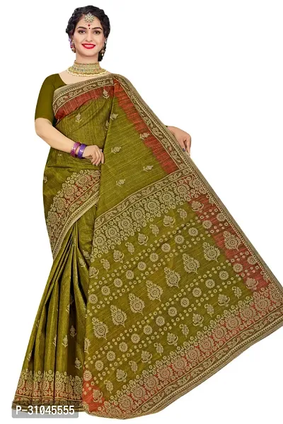 Stylish Green Mulmul Cotton Block Print Saree Without Blouse Piece For Women-thumb0