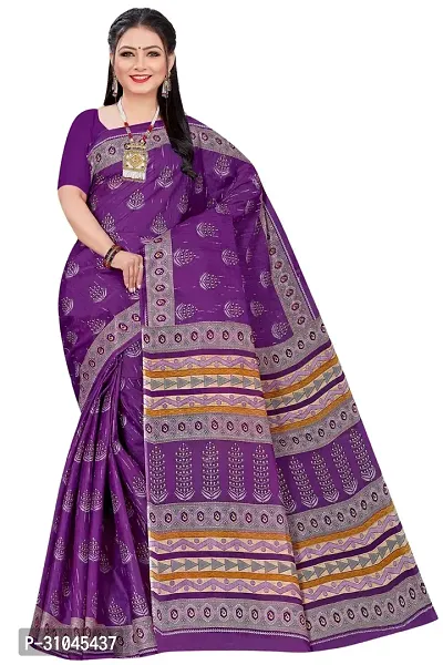 Stylish Purple Mulmul Cotton Block Print Saree Without Blouse Piece For Women