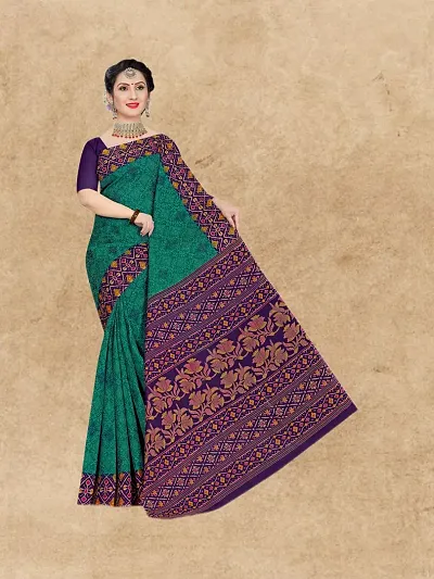 Stylish Mulmul Block Print Saree Without Blouse Piece For Women