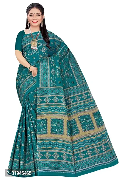 Stylish Blue Mulmul Cotton Block Print Saree Without Blouse Piece For Women