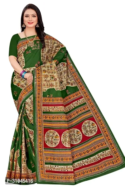 Stylish Green Mulmul Cotton Block Print Saree Without Blouse Piece For Women