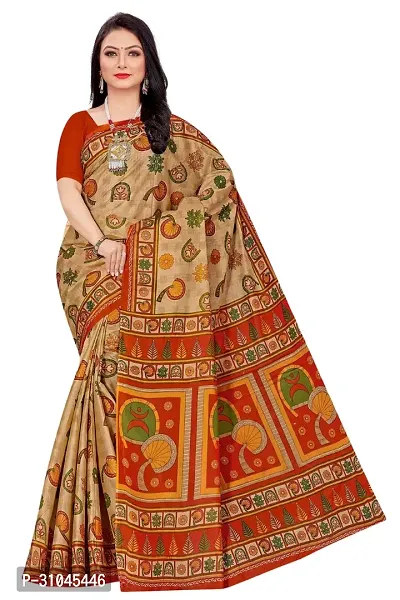 Stylish Brown Mulmul Cotton Block Print Saree Without Blouse Piece For Women-thumb0