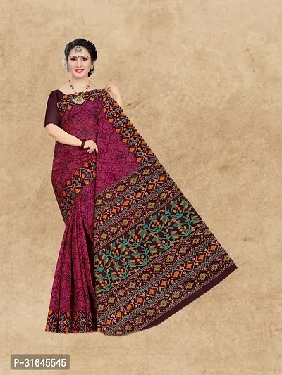 Stylish Purple Mulmul Cotton Block Print Saree Without Blouse Piece For Women-thumb0