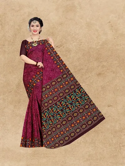 Stylish Mulmul Block Print Saree Without Blouse Piece For Women