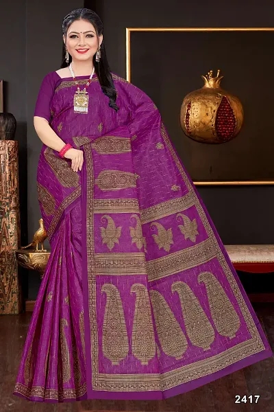 Stylish Mulmul Block Print Saree Without Blouse Piece For Women