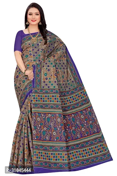 Stylish Purple Mulmul Cotton Block Print Saree Without Blouse Piece For Women