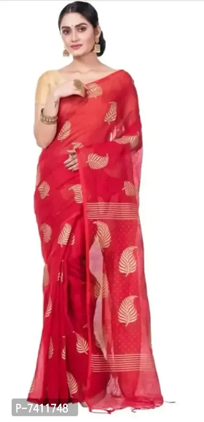 Elegant Cotton Silk Saree With Blouse Piece For Women-thumb0