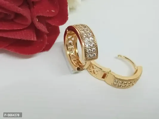 Trendy Brass Rose Gold Plated With Artificial Stones Studs For Women
