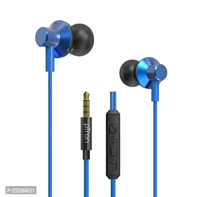 Stylish Blue In-ear Wired - 3.5 MM Single Pin Headphones With Microphone