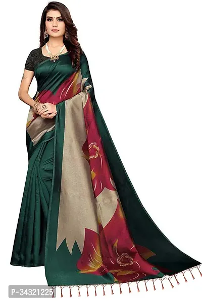 Stylish Green Polyester Printed Saree For Women-thumb0