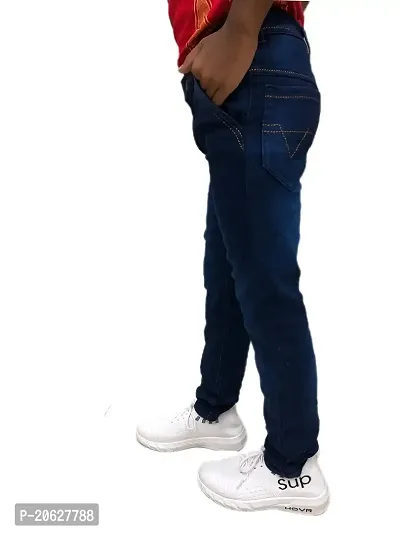 DECAN JEANS Boy's Denim Regular Fit Stretchable Jeans (Deep Blue, SP-DEEP)-thumb0