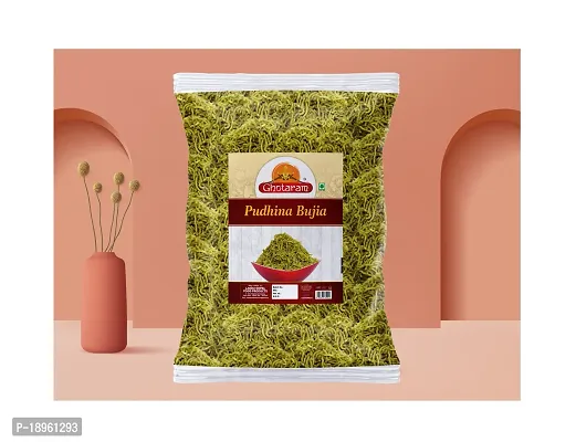 Ghotaram Aslee Rao Bikaner Alu Mint Podhina Bhujiya Bhujia | Pudina Bhujia Bhujiya Namkeen Snack | Rakhi Diwali Holi Festival Namkeen Snack Anytime Healthy Namkeen Savoury Snack-300g x 1Pack-thumb2