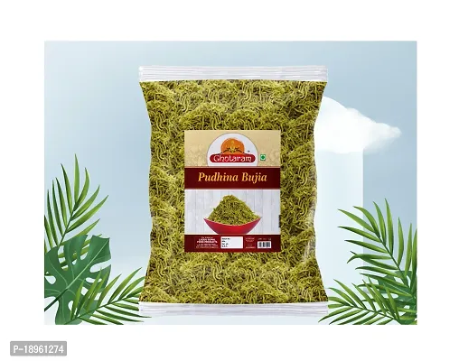 Ghotaram Kufri Sindhuri Aloo Pudina Mint Bhujiya Bhujia | Podina Bhujia Bhujiya Namkeen Snack | Travel Friendly Tea Time Breakfast Healthy Namkeen Snack Anytime Savoury Snack-300g x 1Pack-thumb5