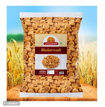 Ghotaram Marathi Namkeen Fanindrapura Famus Bhakarwadi Snack/Nagpur Mini Bhakarwadi||Button Bhakarwadi Munching Snacks Bites Festival Season Diwali Rakhi Snack and Namkeen Savoury Snack-420g x 2Pack-thumb2