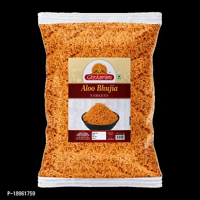 Ghotaram Kufri Sindhuri Aloo Bhujia Namkeen Made of Potatoes,Gram Flour,Spices and Herbs||All time Favourite Indian Snacks/Namkeen||Ready to eat||No Preservatives Crsipy Snack-300g x 1Pack-thumb0