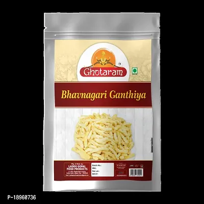 Ghotaram Malwa Suryapur Bhavnagari Gathiya Namkeen | Bhavnagri Gathiya - Fried Gram Flour Sticks, Carom Seeds | Ganthiya Made in Groundnut Oil Festive Favourite Lite Savoury Snack-300g x 1Pack