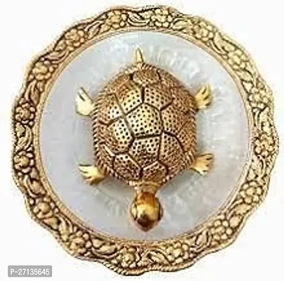 Elegant Golden Tortoise With Glass Plate For Home Decor Showpiece Vastu Item Kachua For Good Luck (Metal)-thumb0