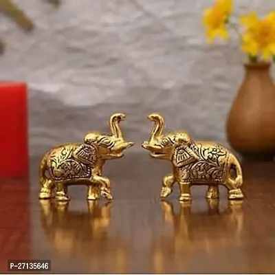 Elegant Metal Elephant Pair Set Of 2 For Home And Office Decorative Showpiece And Gift Items-thumb0