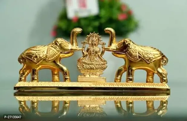 Elegant Metal Elephant Pair With Ganesh Chandan Roli Pair Kumkum Box For Gift And Pooja Purpose Decorative Showpiece-thumb0