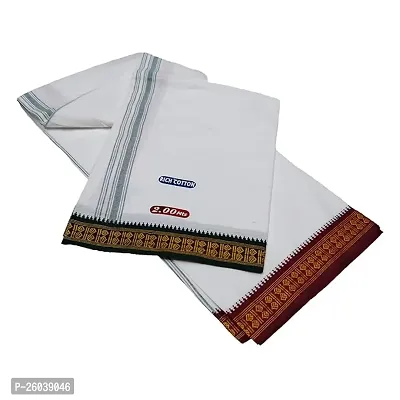 Elite White Cotton Solid Dhotis For Men