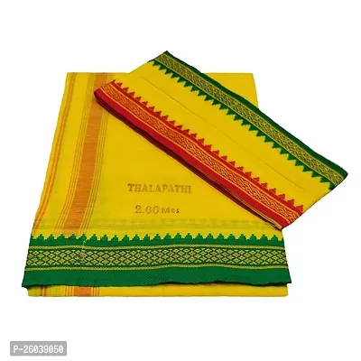 Elite Yellow Cotton Solid Dhotis For Men-thumb0