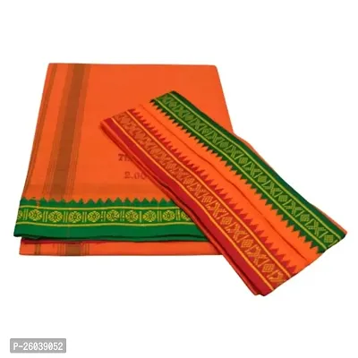 Elite Orange Cotton Solid Dhotis For Men