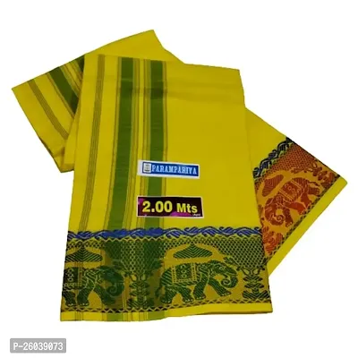 Elite Yellow Cotton Solid Lungis For Men