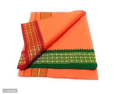 Elite Orange Cotton Solid Dhotis For Men