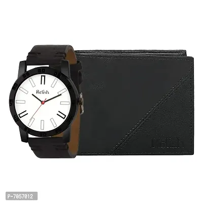 Relish Analog Designer Watch and Black Wallet Combo Pack for Men and Boys | RE-WW260C-thumb0