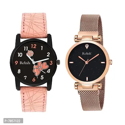 Relish Combo Pack of 2 Watches Rose Gold and Pink Designer Watch for Girls, Women RE-L1122C-thumb0