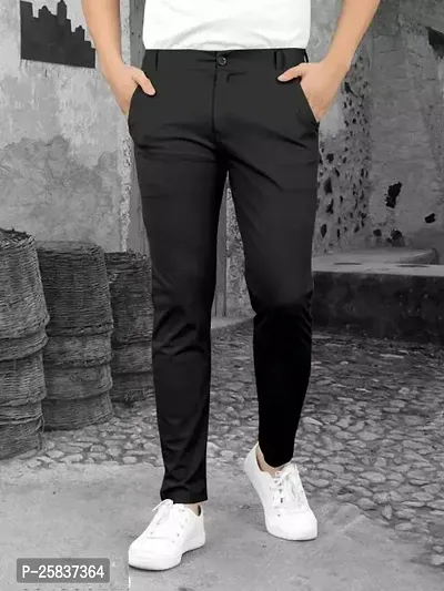 Stylish Black Linen Solid Trouser Pant For Men-thumb0