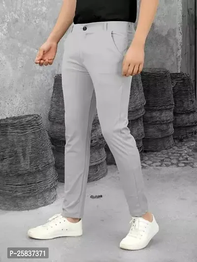 Stylish Grey Linen Solid Trouser Pant For Men-thumb0