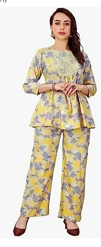 Contemporary Linen Blend Printed Co-Ords Sets For Women