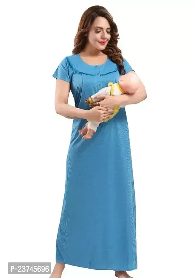 Mls Women Nursing Maternity Feeding Nighty Blue-thumb0