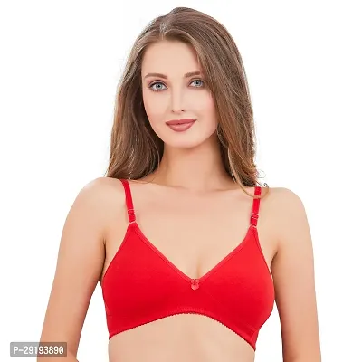 Stylish Red Cotton Solid Bras For Women-thumb0