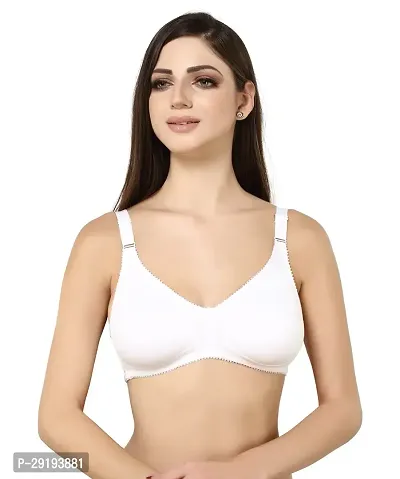 Stylish White Cotton Solid Bras For Women