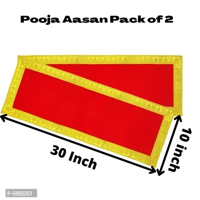 Red Velvet Pooja Aasan Size 10rdquo; x 30rdquo; Inch | Aasan For Pooja Chowki Kapda | Laddu Gopal Pooja Aasan ( Pack Of 2 )-thumb2