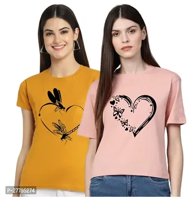 Women Printed T-Shirt Pack of -2 / Material Type Polyester